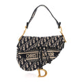 Christian Dior Oblique Embroidered Saddle Bag Blue
