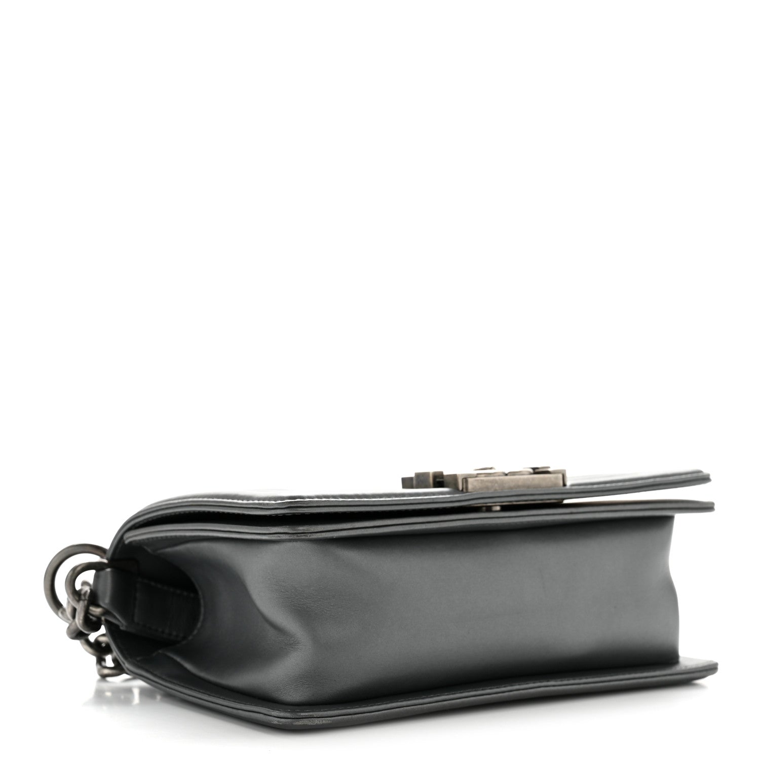 Chanel Metallic Calfskin Quilted Small Boy Flap Dark Silver