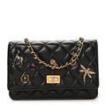 Chanel Aged Calfskin Lucky Charms 2.55 Reissue Wallet on Chain WOC Black