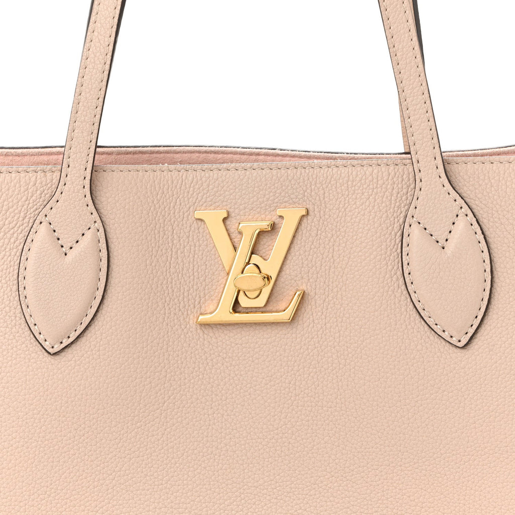 Louis Vuitton Grained Calfskin Lockme Shopper Greige