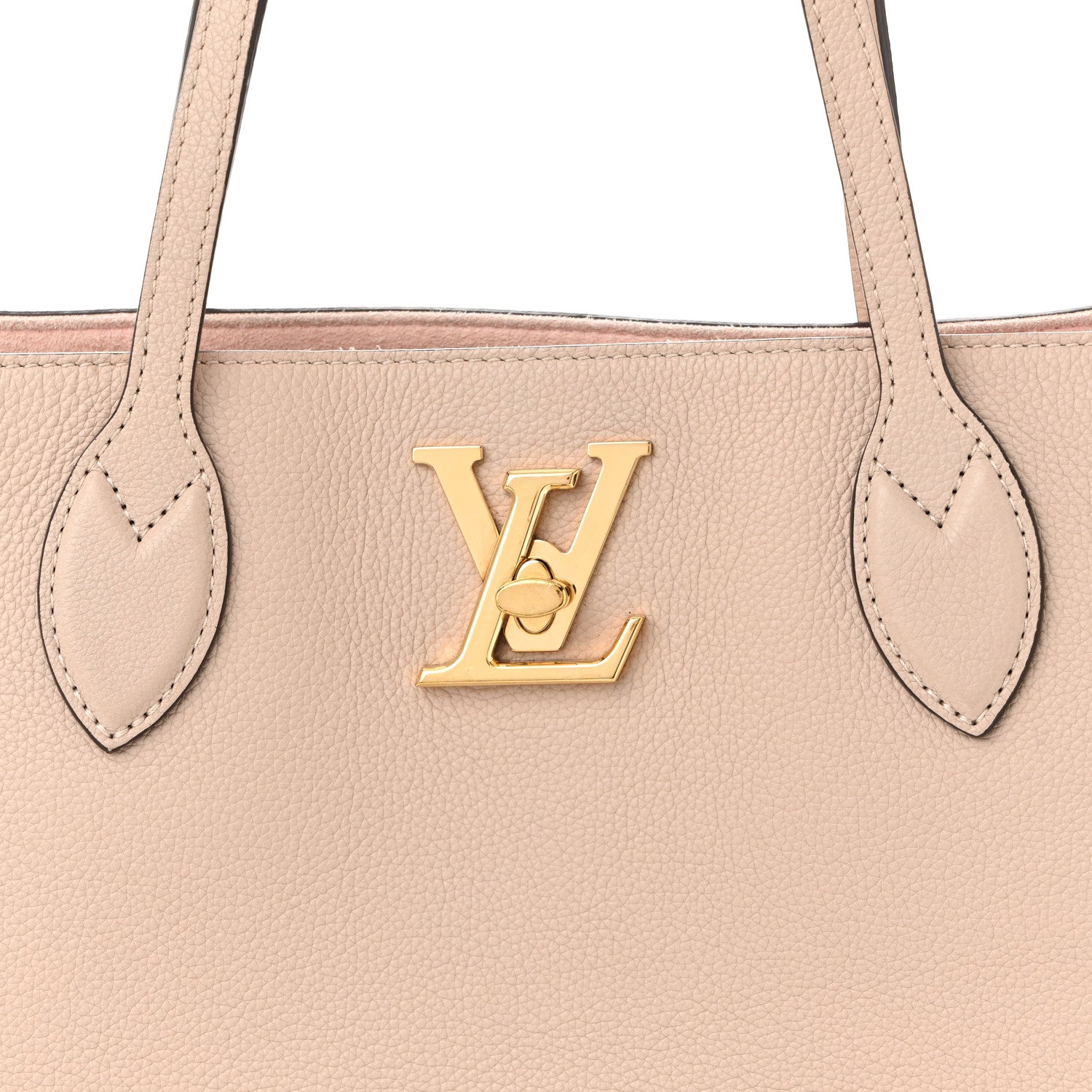 Louis Vuitton Grained Calfskin Lockme Shopper Greige