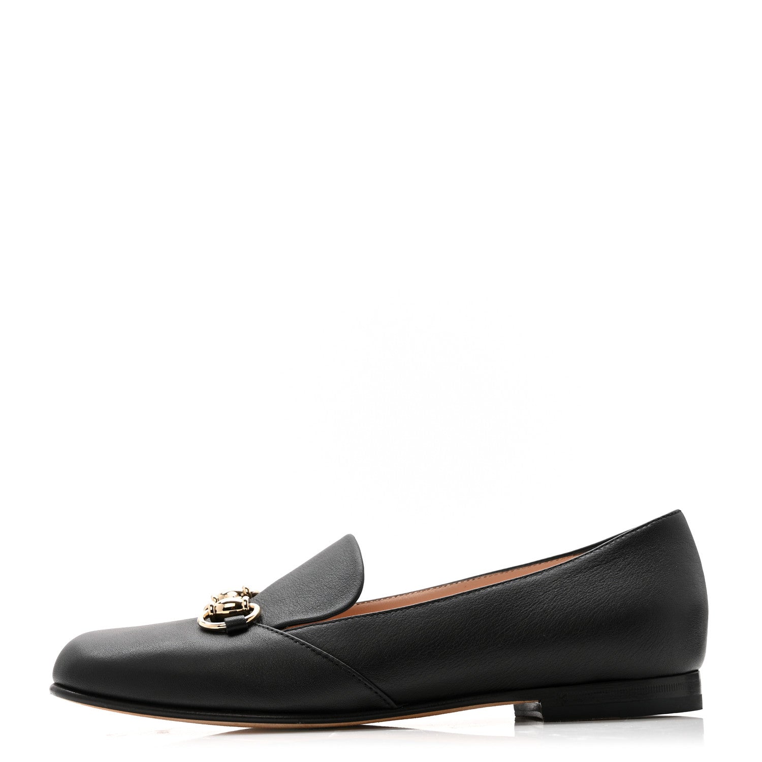 Gucci Calfskin Womens Horsebit Loafers 35.5 Black