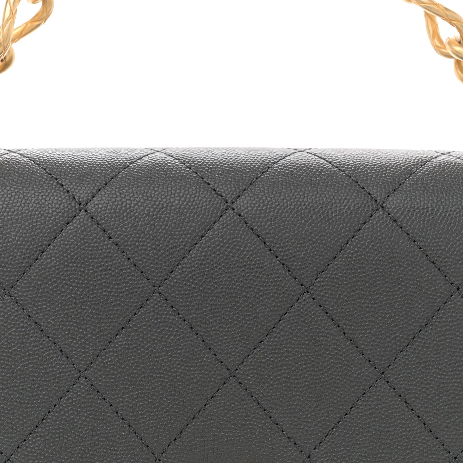 Chanel Caviar Quilted Bracelet On Chain Flap Dark Grey