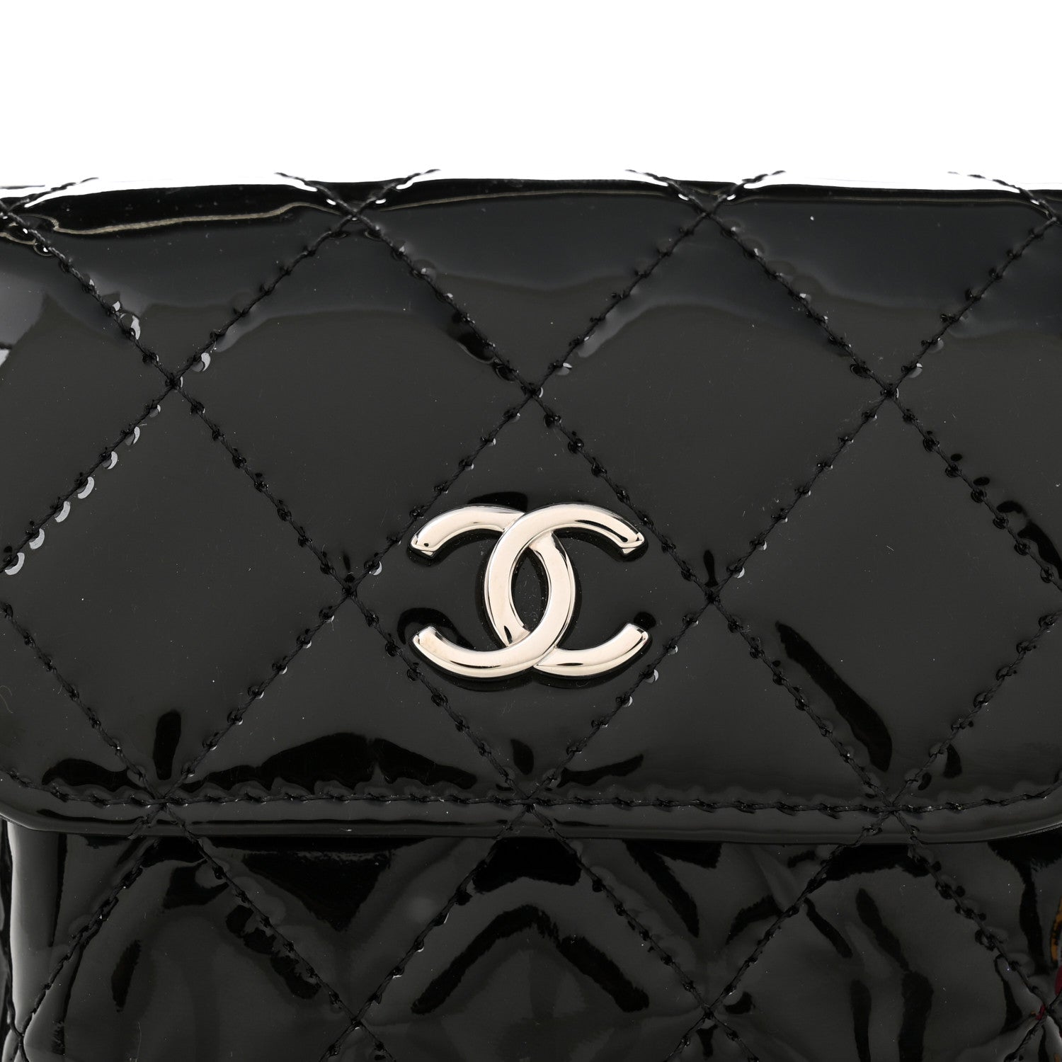 Patent Quilted Belt In Love Double Mini Flap Waist Bag Black Pink