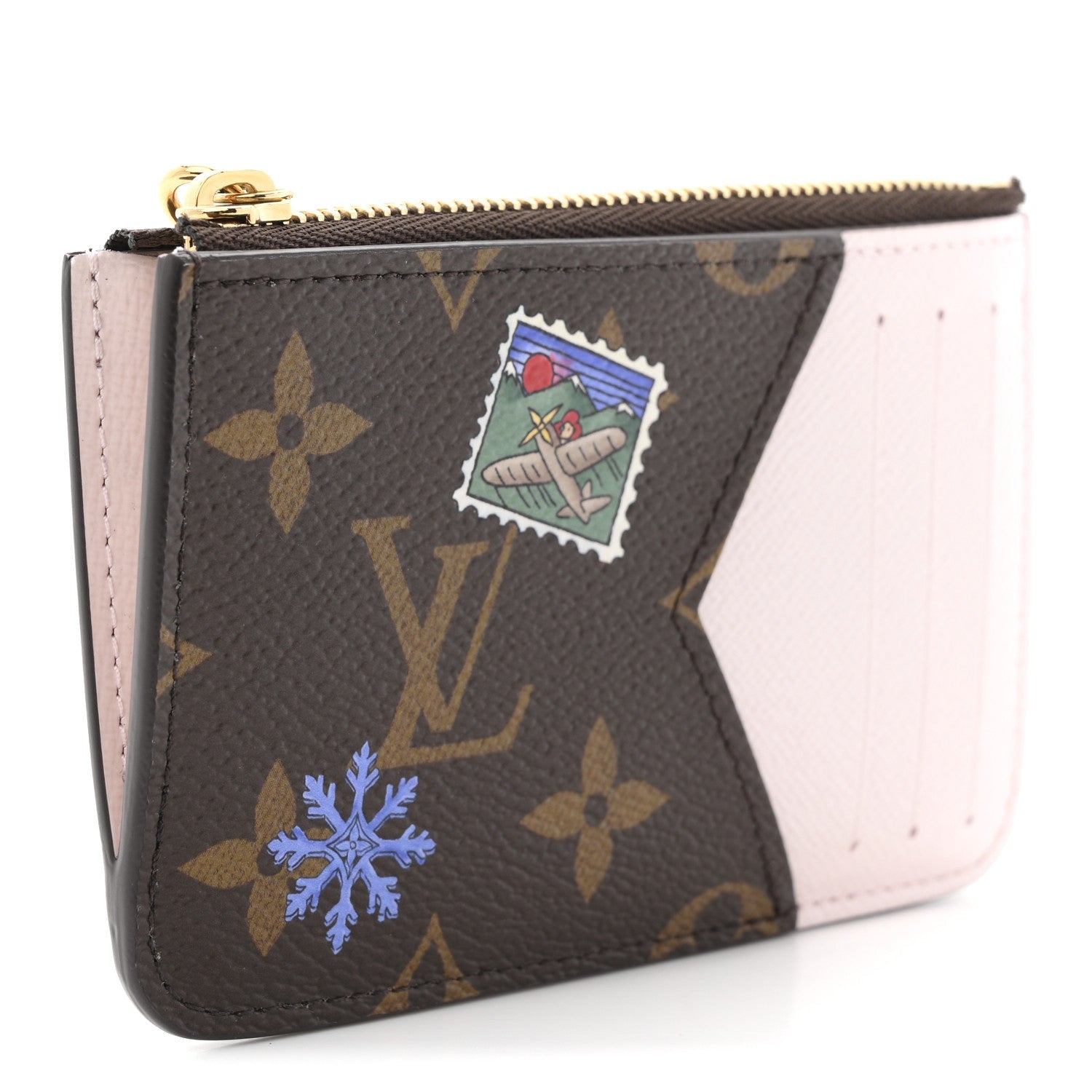 Louis Vuitton Monogram Vivenne Winter Holiday Zipped Romy Card Holder Snowy Pearl
