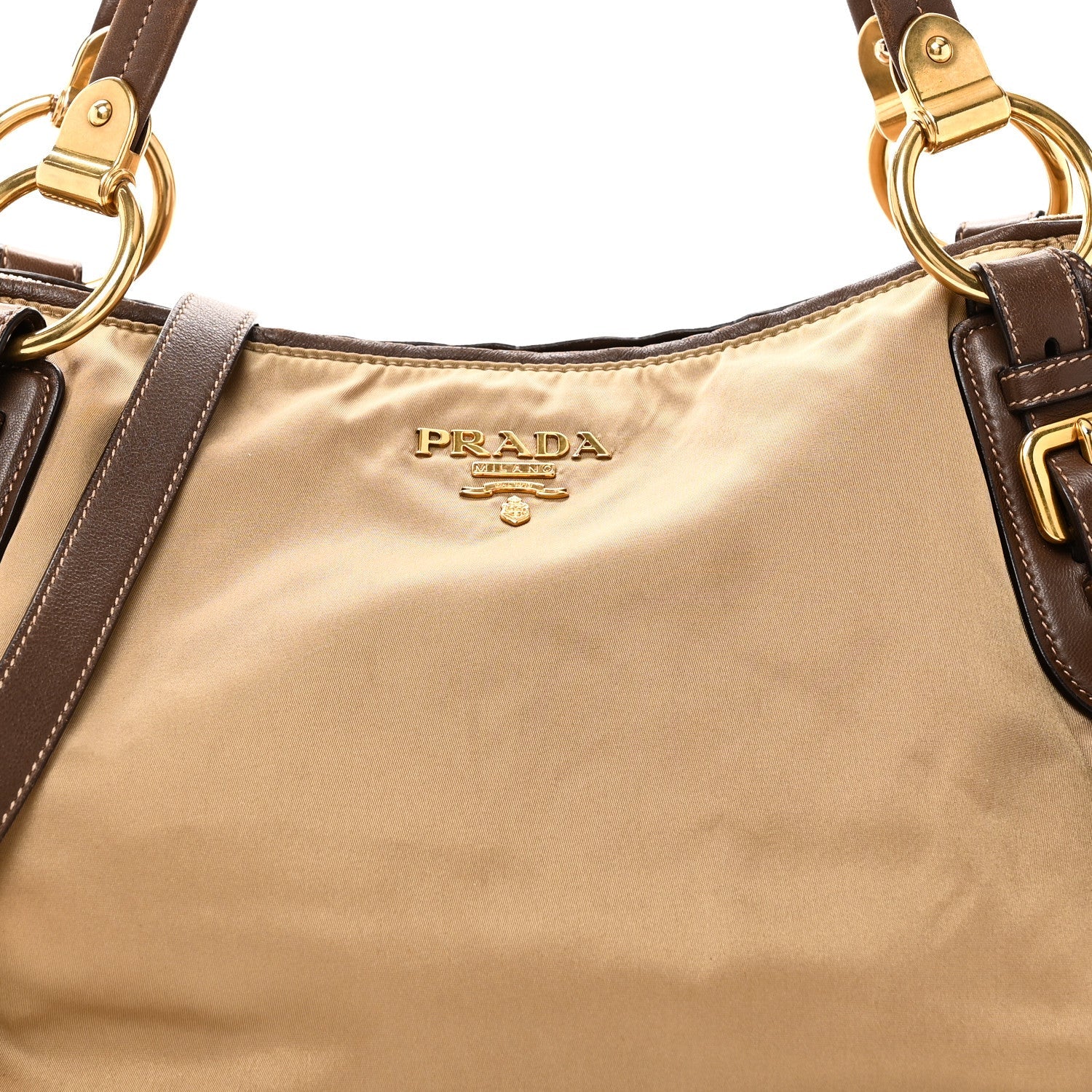 Prada Tessuto Nylon Vitello Daino Satchel Tabacco