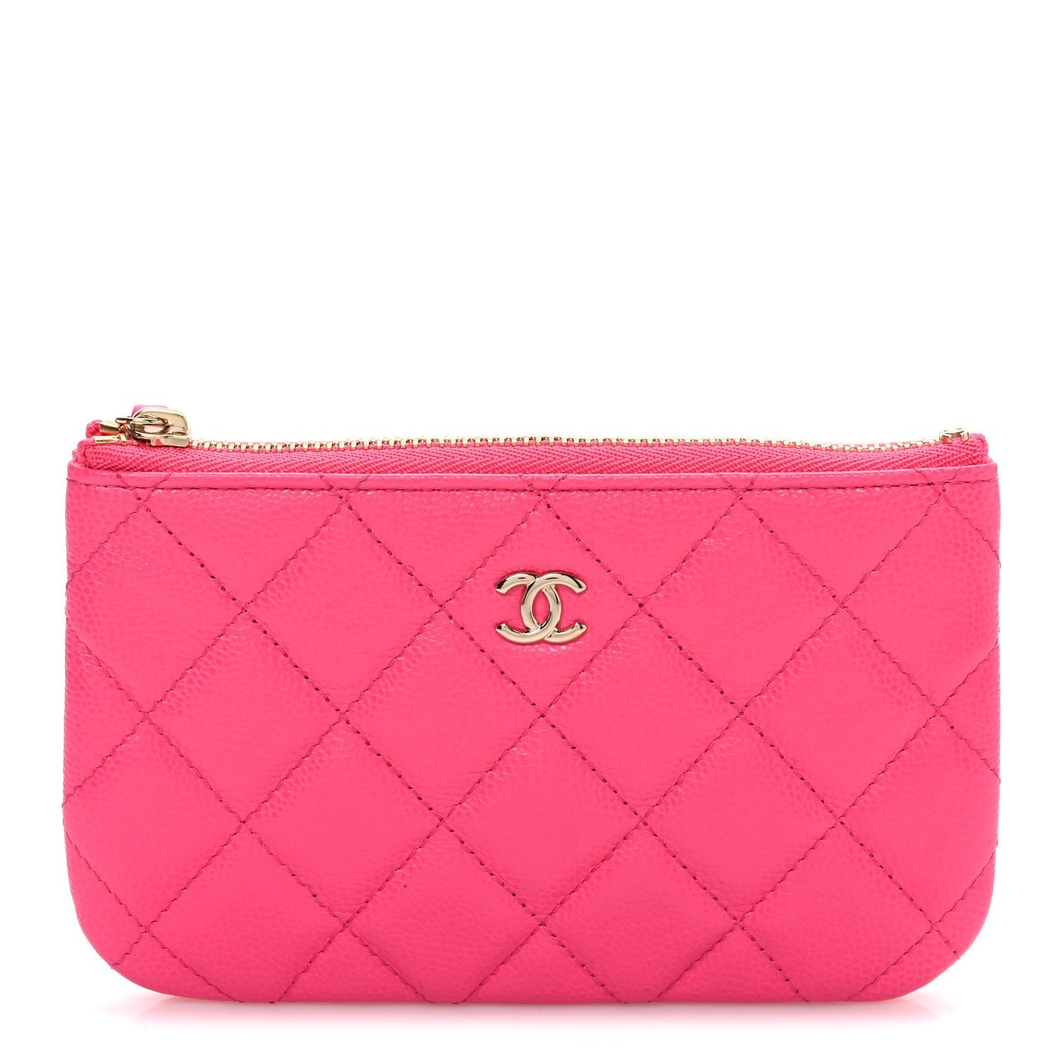 Caviar Quilted Small Cosmetic Case Pink