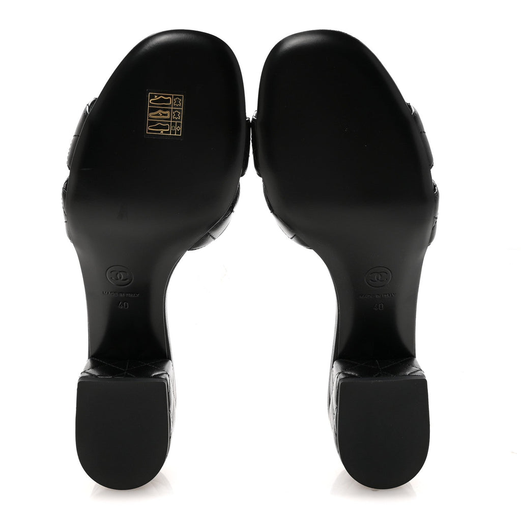 Lambskin Quilted Mules 40 Black
