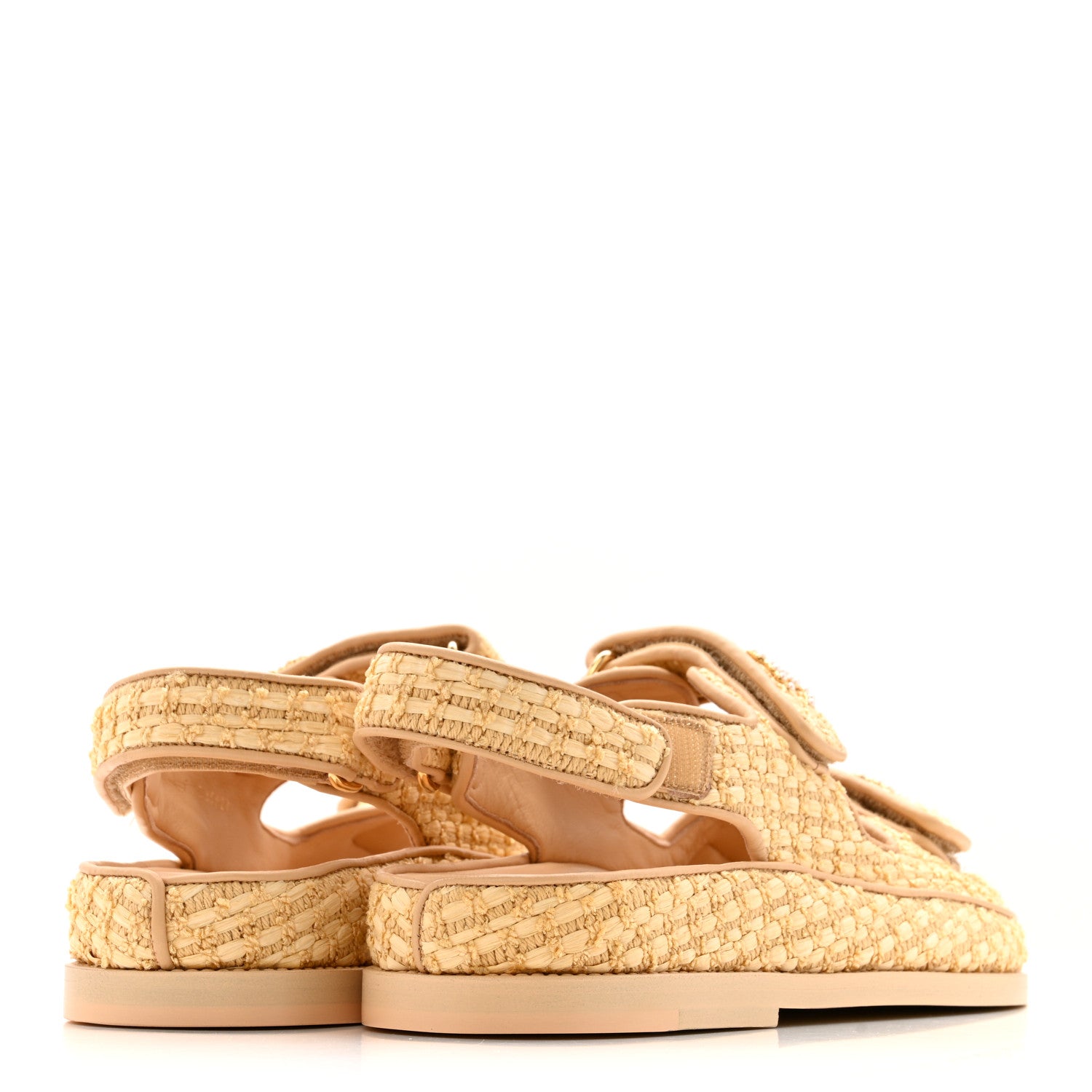 Braided Fabric Velcro Dad Sandals 36.5 Beige