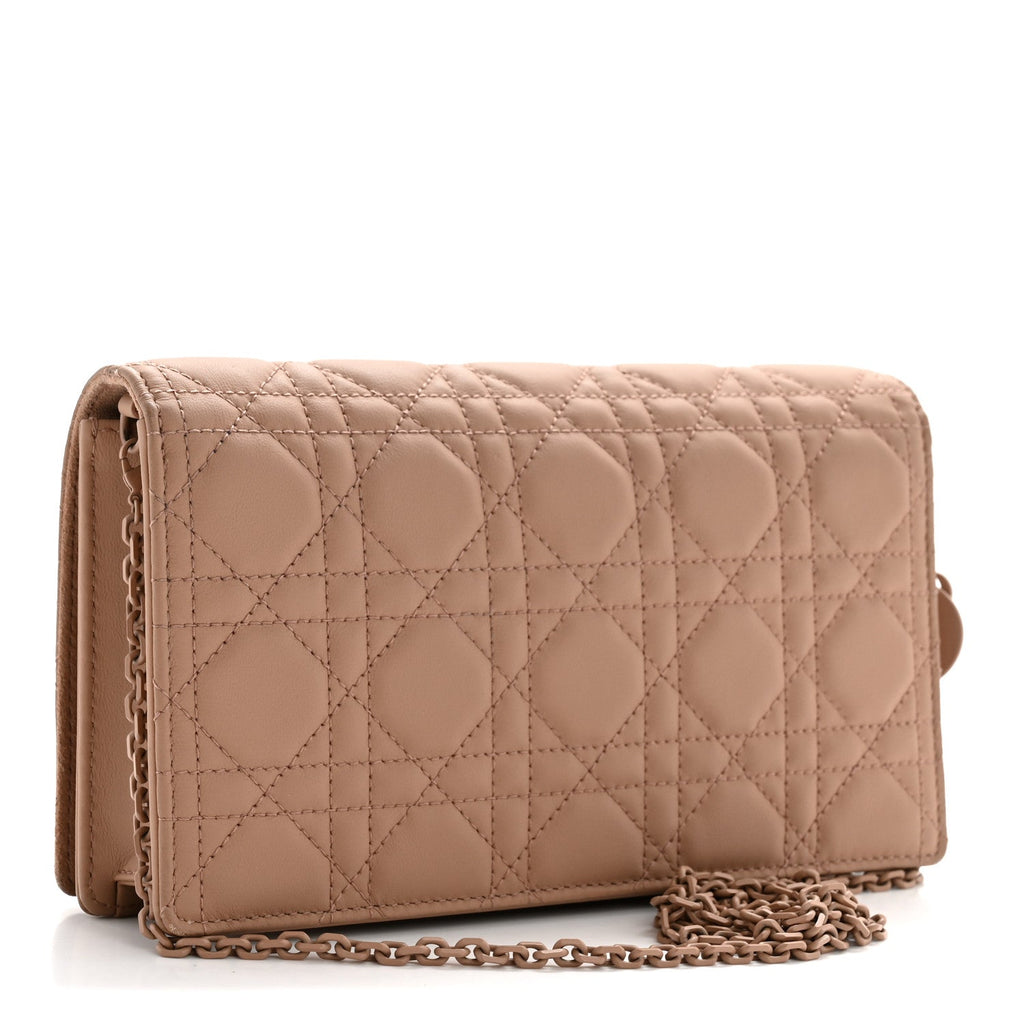 Christian Dior Ultra Matte Calfskin Cannage Lady Dior Clutch Fard