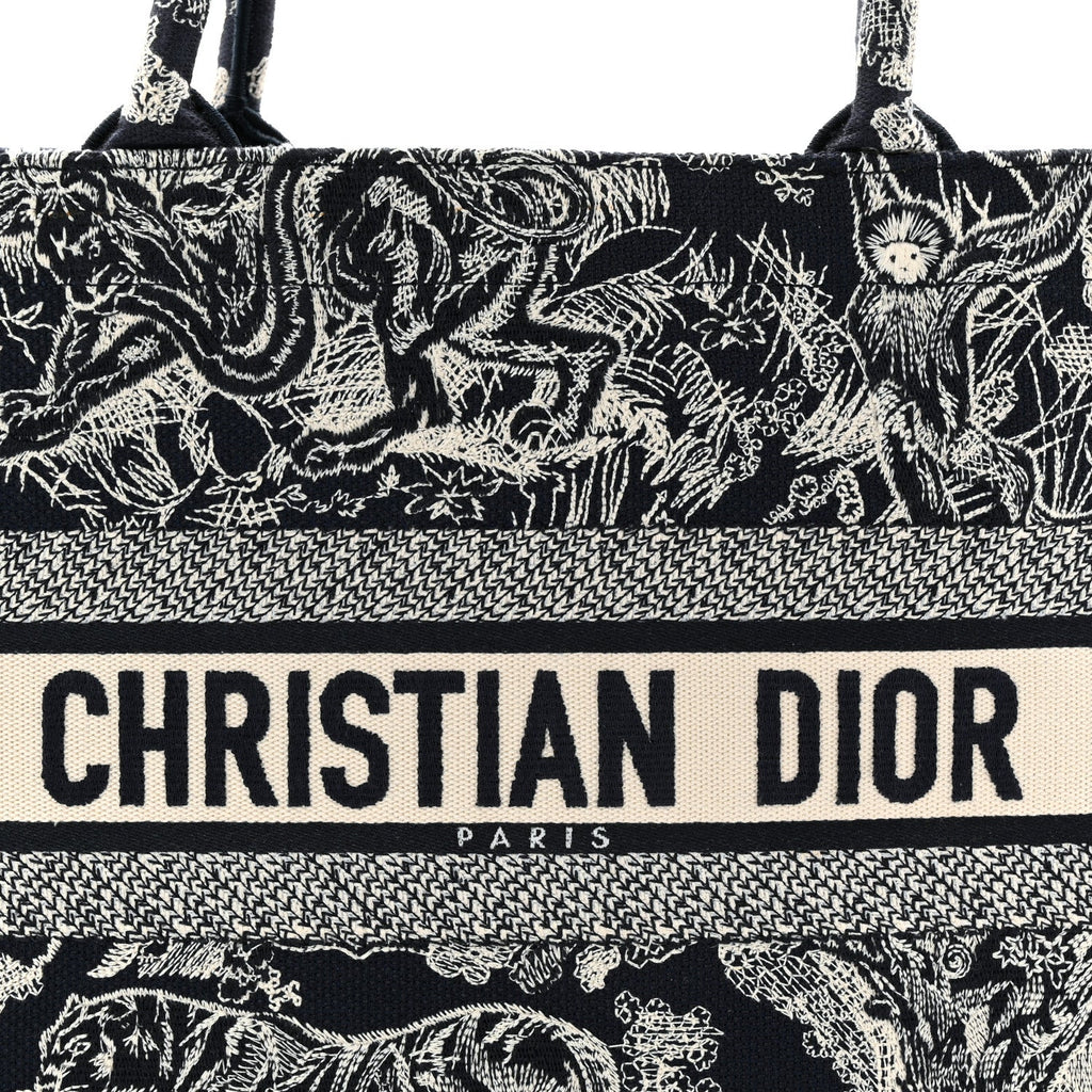 Christian Dior Canvas Embroidered Medium Dioriviera Toile De Jouy Book Tote Blue