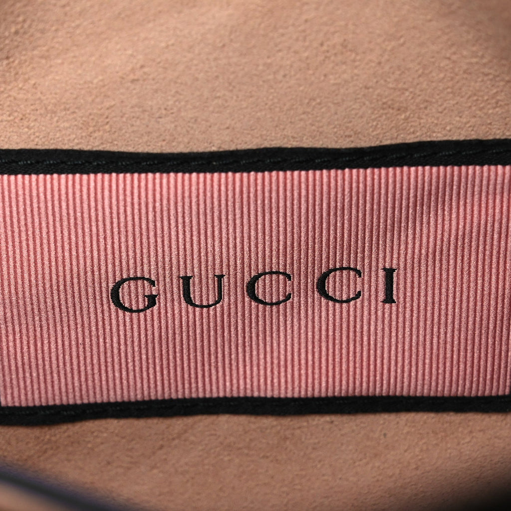 Gucci Calfskin Matelasse GucciGhost Small GG Marmont Chain Shoulder Bag  Black Hibiscus Red