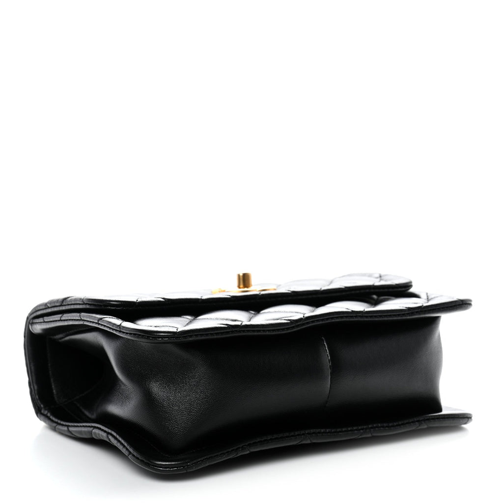 Chanel Shiny Lambskin Quilted Mini Flap Black