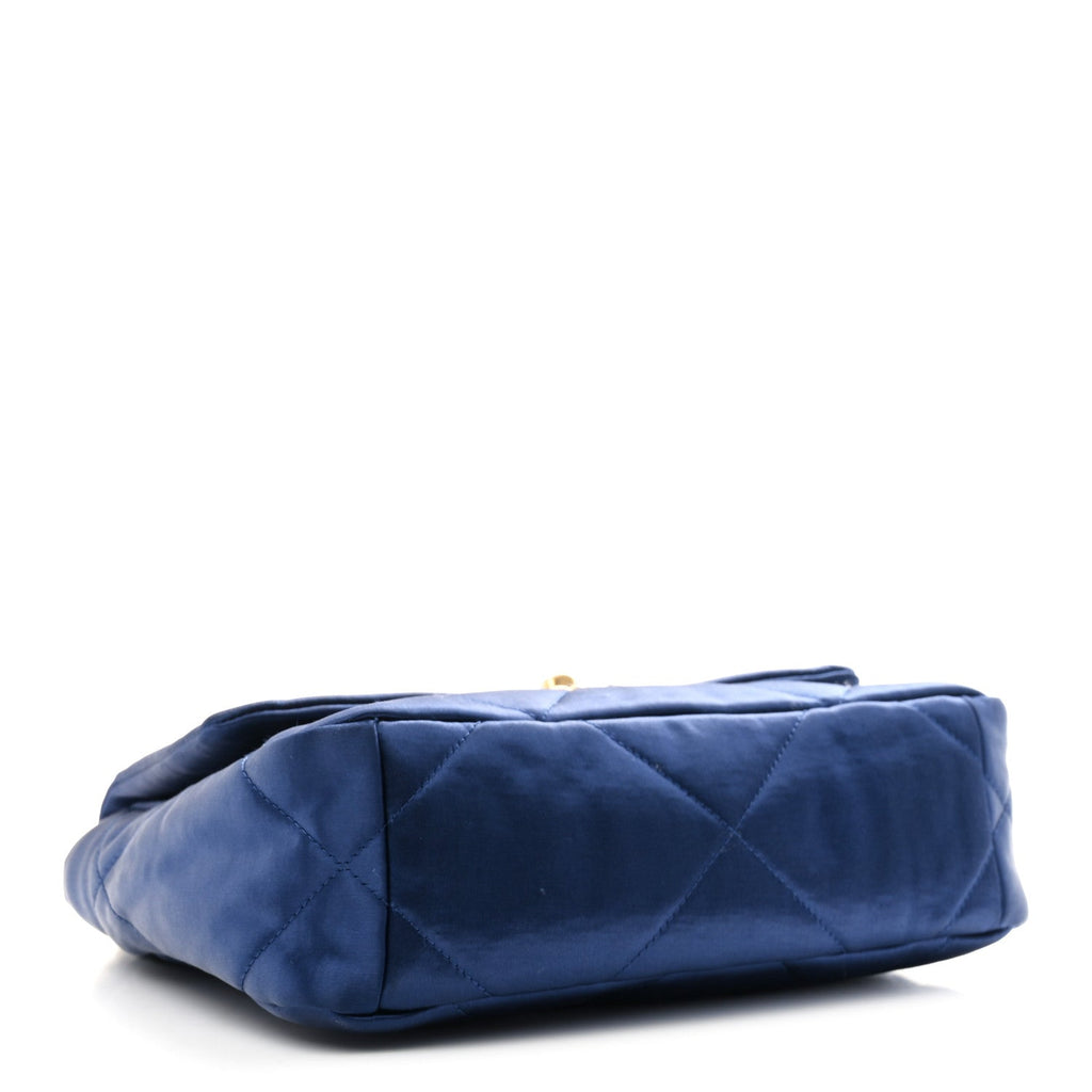 Chanel Satin Quilted Medium Chanel 19 Flap Blue