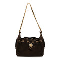 Chanel Suede Quilted Mini Chanel 25 Handbag Dark Brown