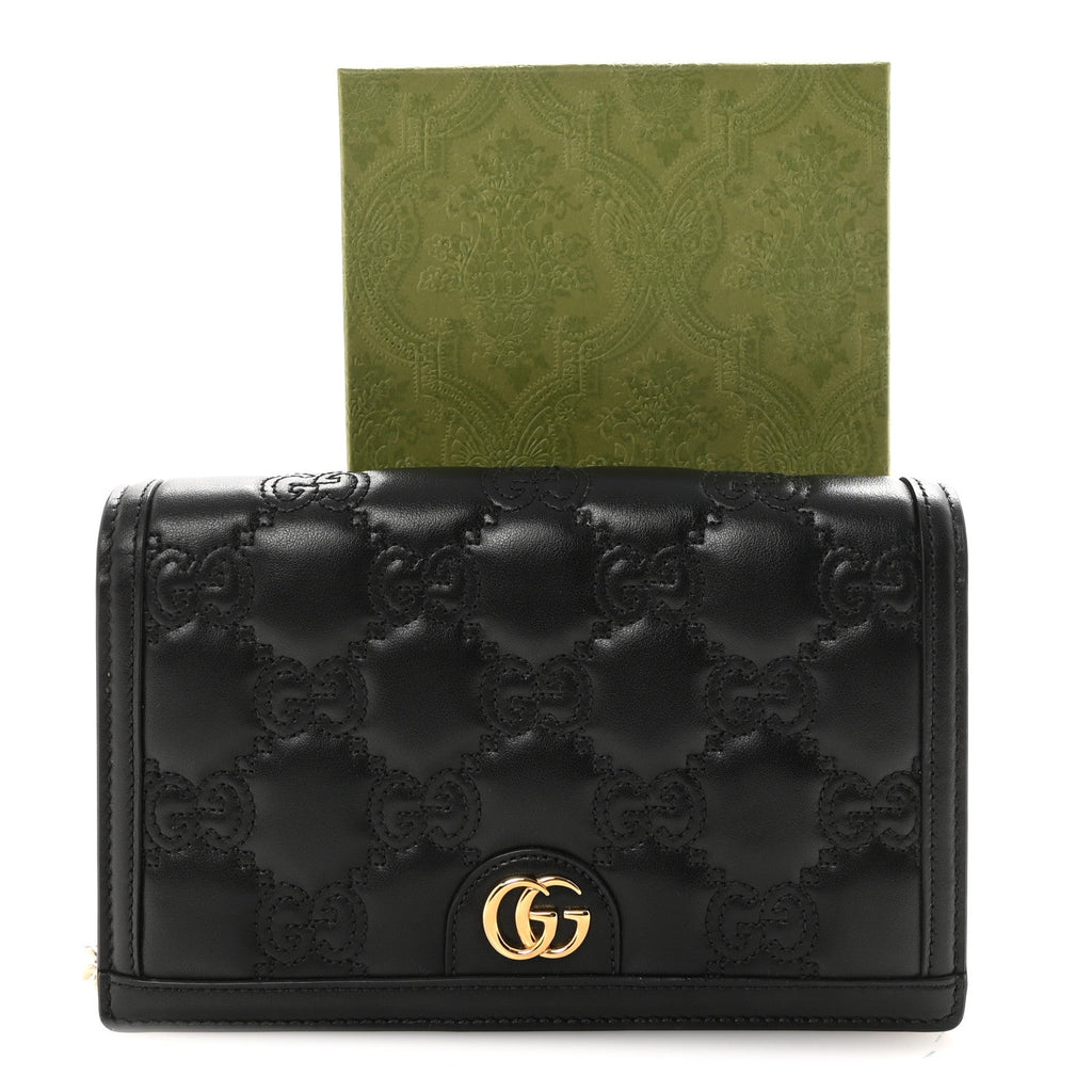 Gucci Calfskin GG Matelasse Chain Wallet Black