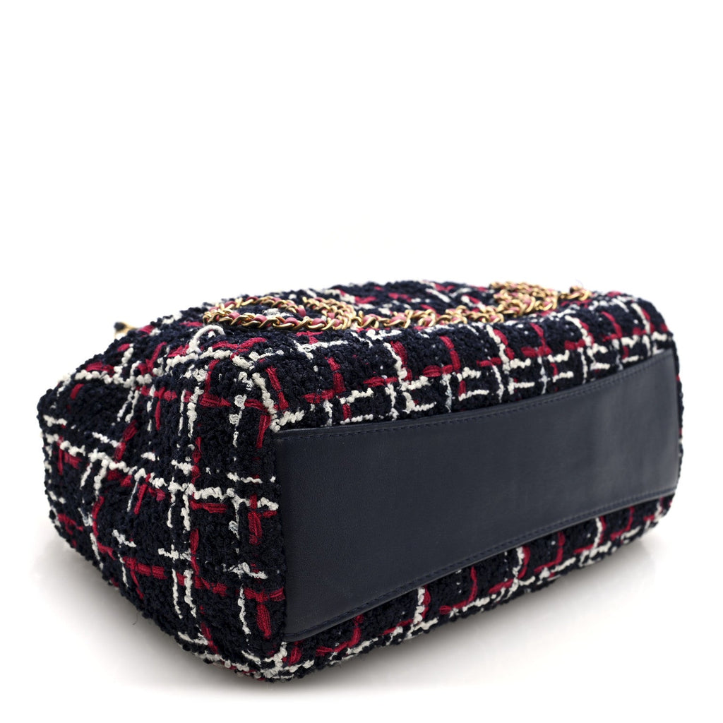 Chanel Tweed Calfskin Signe Hobo Navy Multicolor