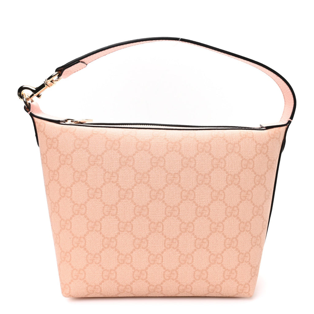 Gucci GG Supreme Monogram Textured Calfskin Web Super Mini Ophidia Shoulder Bag Pink