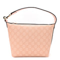 Gucci GG Supreme Monogram Textured Calfskin Web Super Mini Ophidia Shoulder Bag Pink