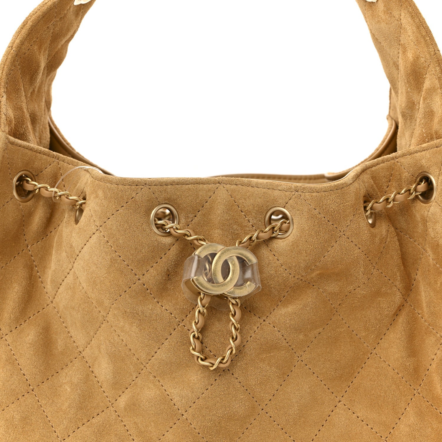 Chanel Suede Quilted Small Chanel 25 Handbag Beige