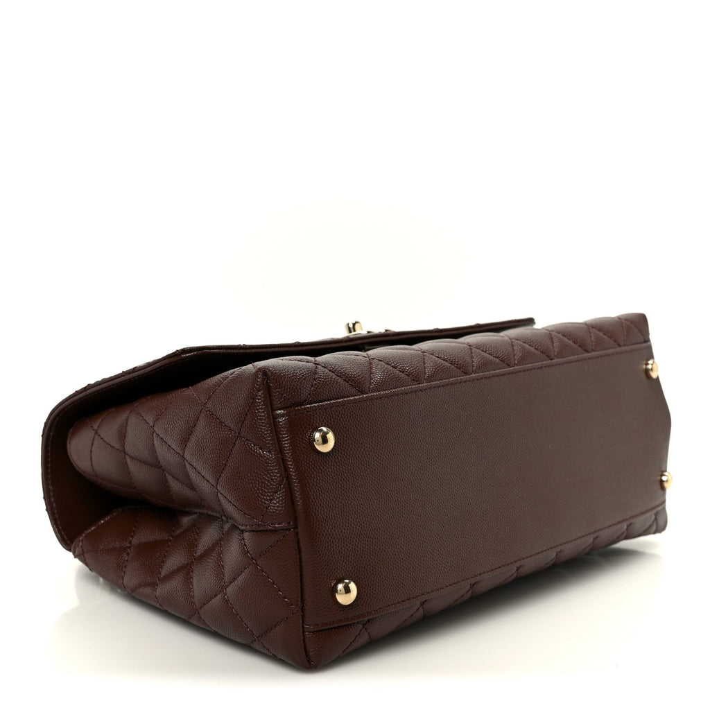 Chanel Caviar Quilted Small Coco Handle Flap Dark Brown