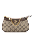 Gucci GG Supreme Monogram Textured Dollar Calfskin Mini Ophidia Chain Bag Beige Ebony