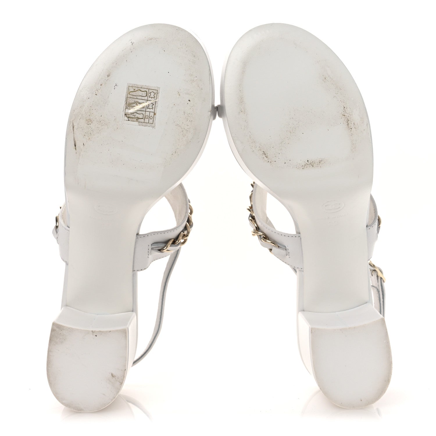 Lambskin Chain Platform Sandals 39 White