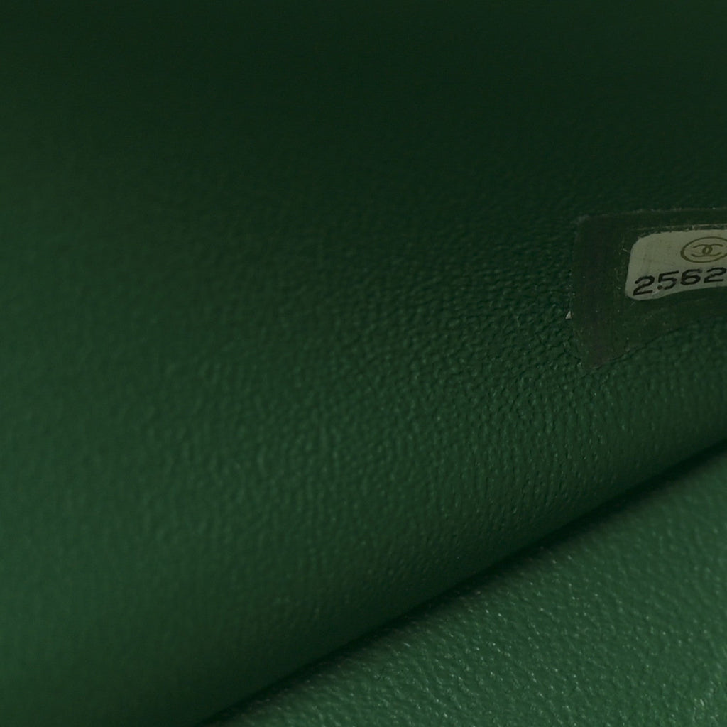 Chanel Metallic Caviar Quilted Jumbo Double Flap Green