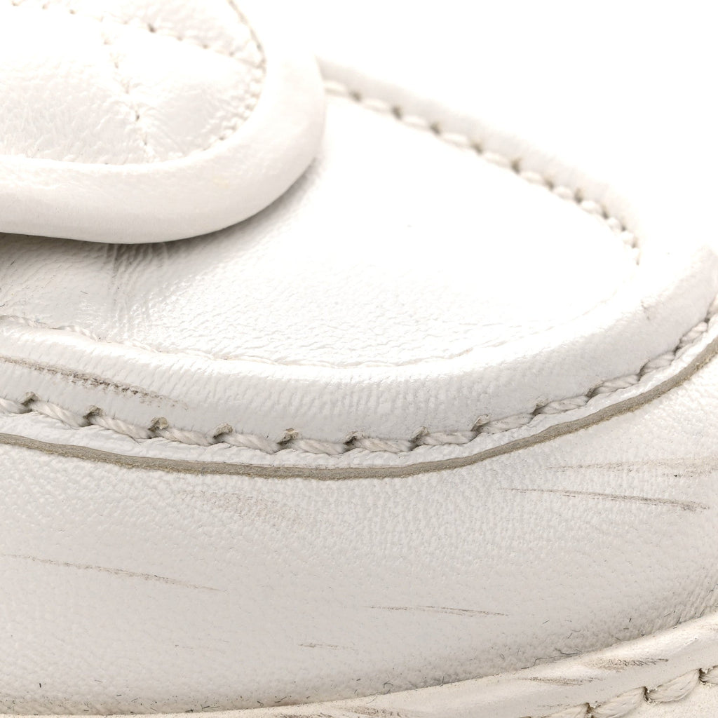 Chanel Shiny Lambskin Quilted CC Turnlock Loafers 40 White
