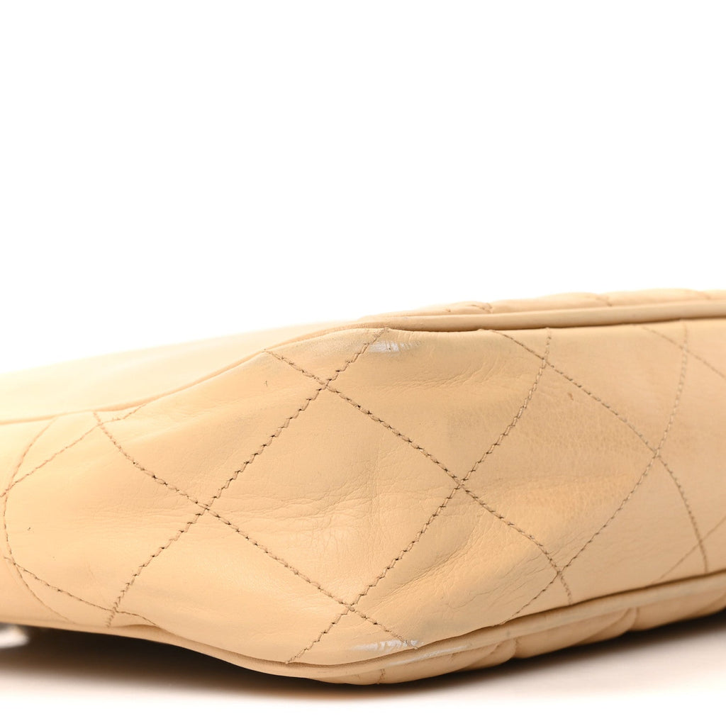 Chanel Lambskin Quilted Shopping Tote Beige