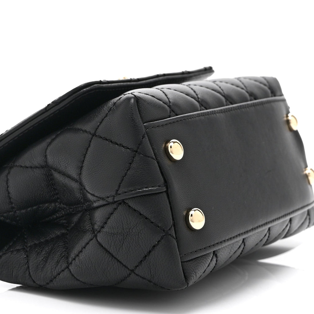 Chanel Goatskin Quilted Rainbow Extra Mini Coco Handle Flap Black