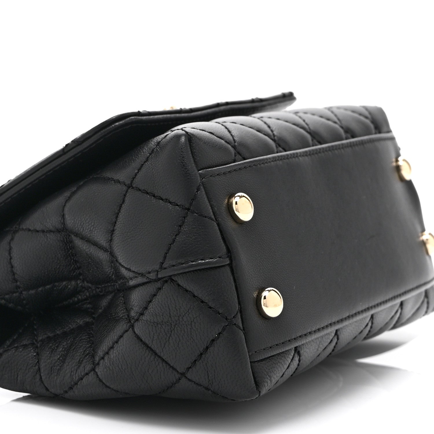 Chanel Goatskin Quilted Rainbow Extra Mini Coco Handle Flap Black