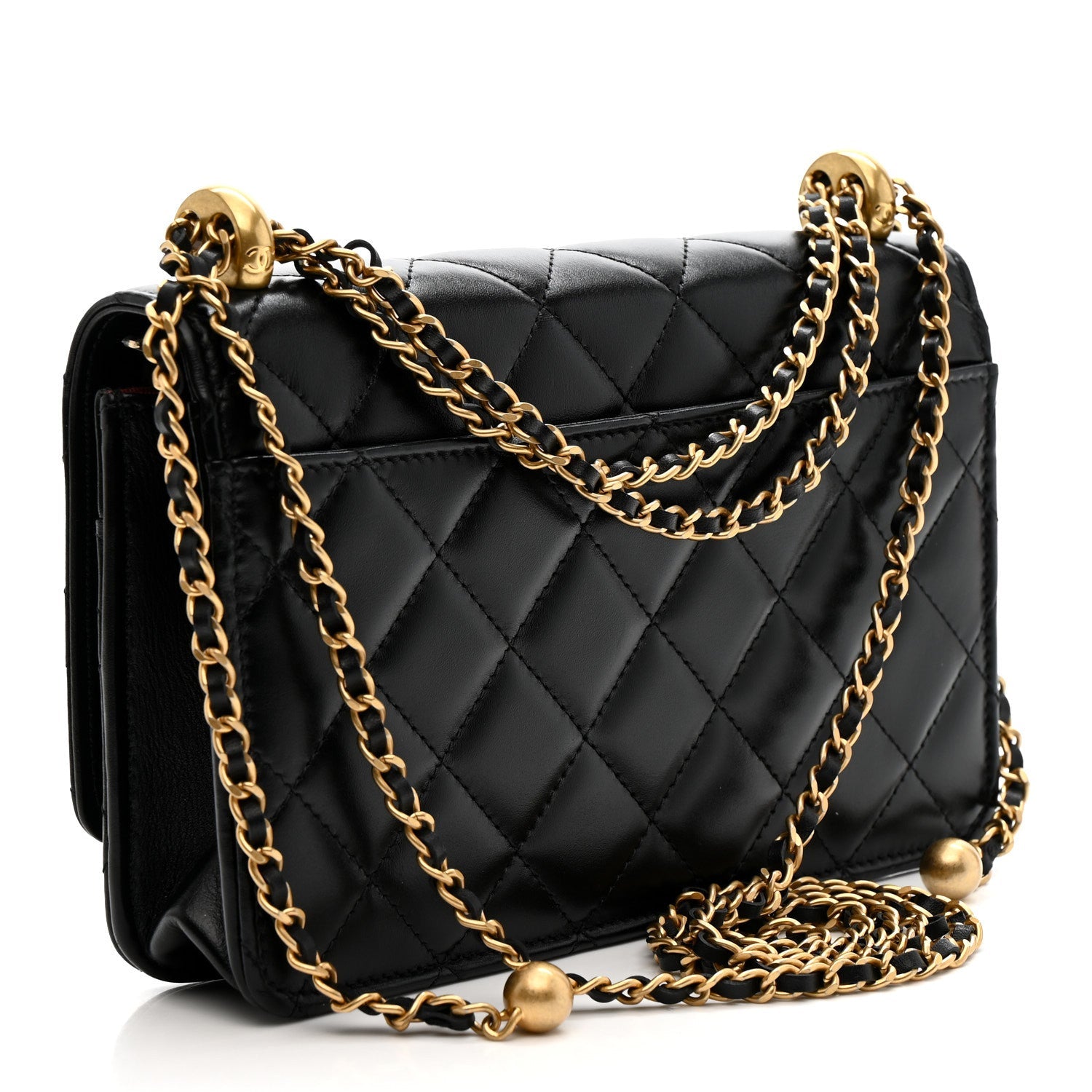 Chanel Calfskin Quilted Perfect Fit Wallet On Chain WOC Black