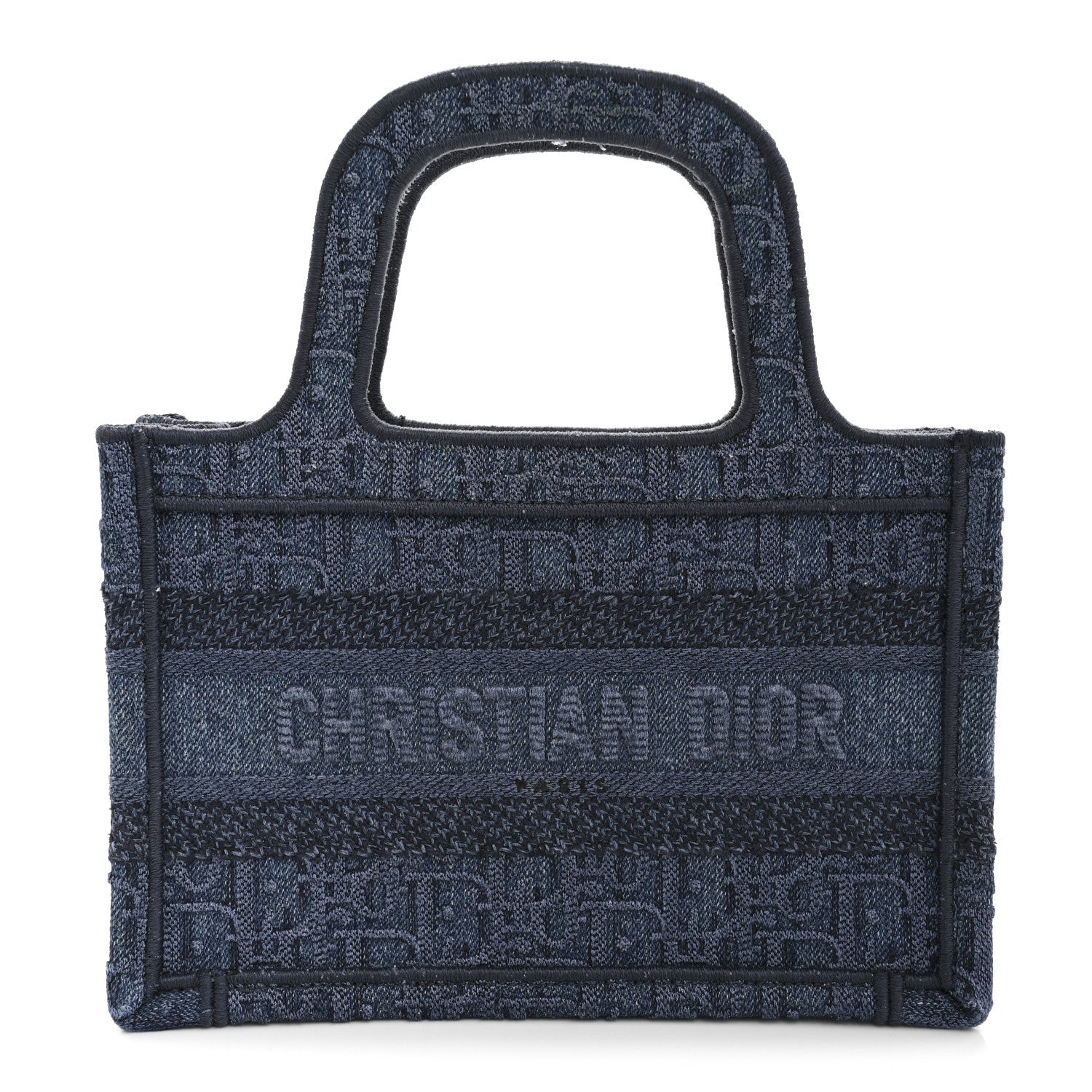 Christian Dior Oblique Denim Mini Book Tote Blue