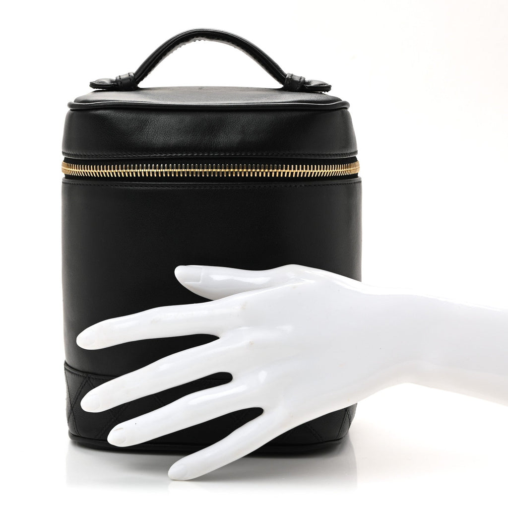 Lambskin Vanity Cosmetic Bag Black