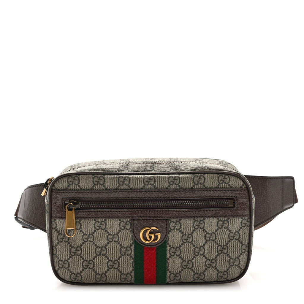 Gucci Soft GG Supreme Monogram Medium Ophidia Belt Bag Dark Brown