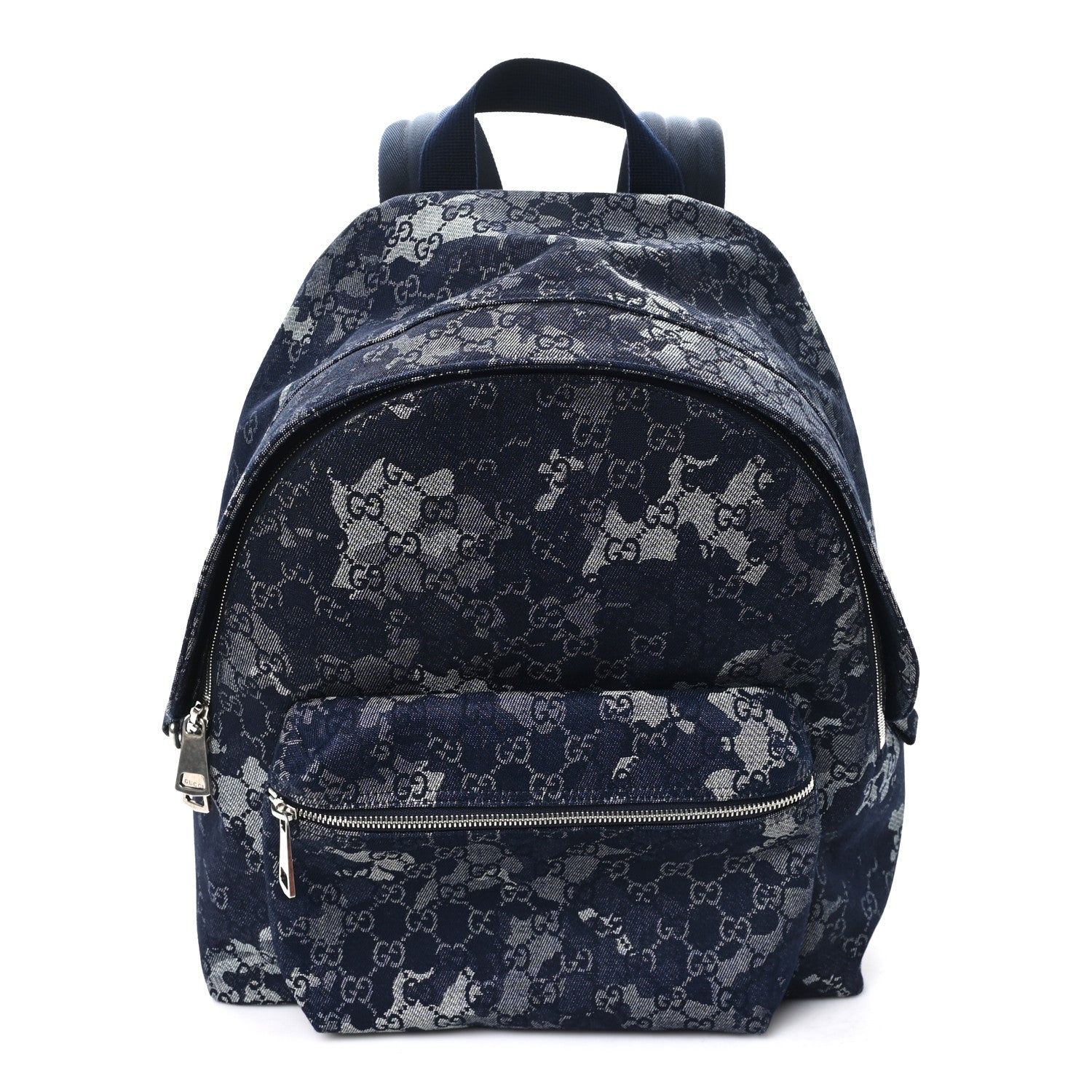 Gucci Denim Monogram Camouflage Large Backpack Blue