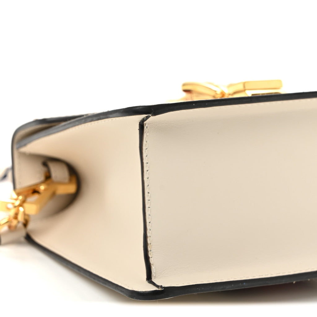 Gucci Calfskin Mini Sylvie Top Handle Bag White