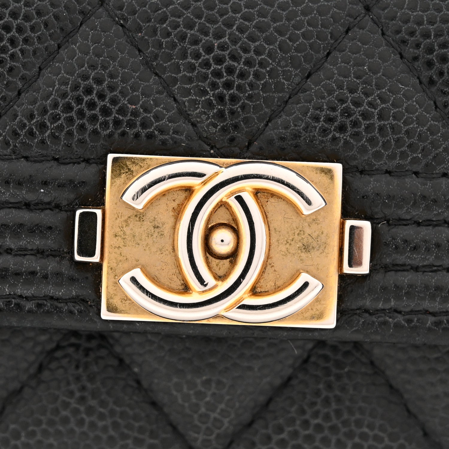 Caviar Quilted Boy Flap Card Holder Black