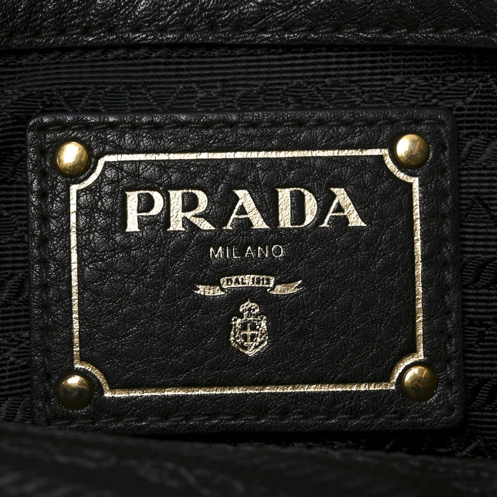 Prada Tessuto Nylon Soft Calf Small Tote Black