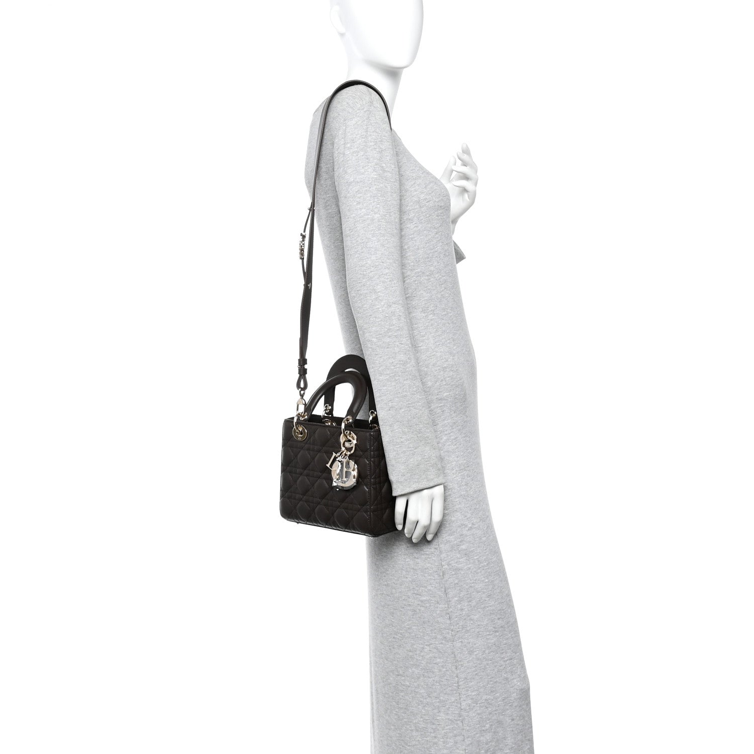Christian Dior Lambskin Cannage Small My ABCDior Lady Dior Dark Brown