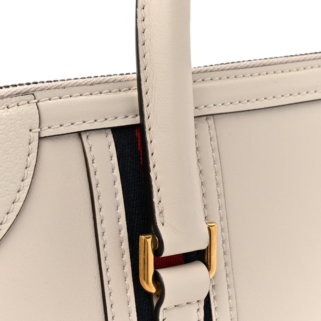 Gucci Koi Calfskin Medium Bauletto Duffle Top Handle Bag White