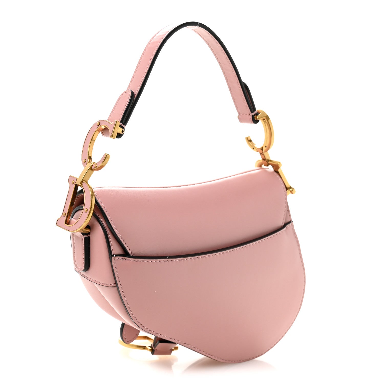 Christian Dior Smooth Calfskin Mini Saddle Bag Antique Pink