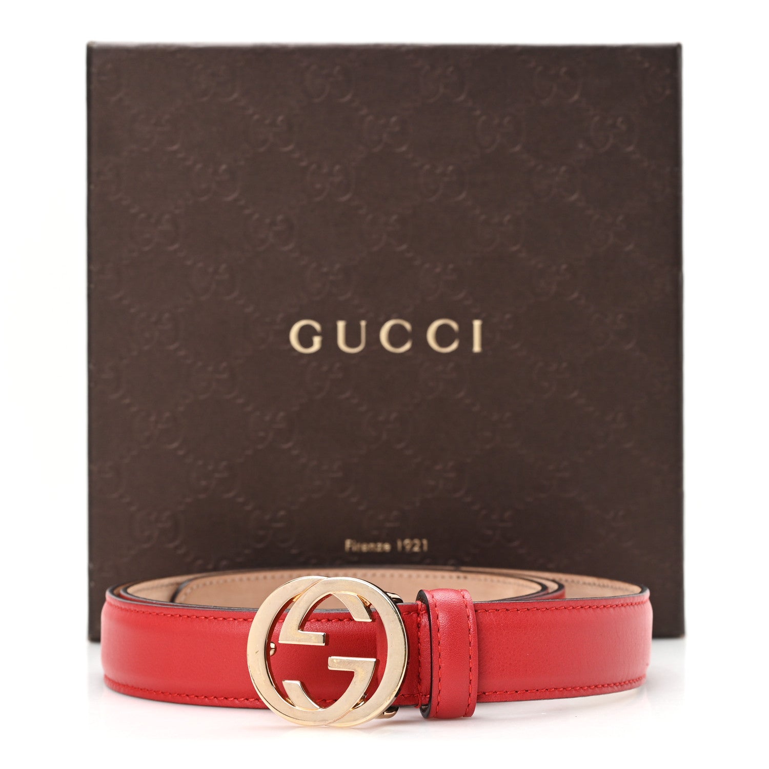 Gucci Moon Calfskin Interlocking G 25mm Belt 95 38 Petunia
