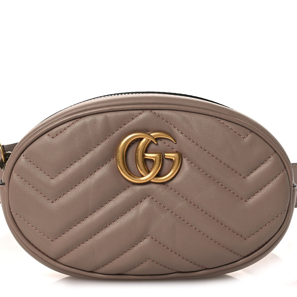 Gucci Calfskin Matelasse GG Marmont Belt Bag 85 34 Porcelain Rose
