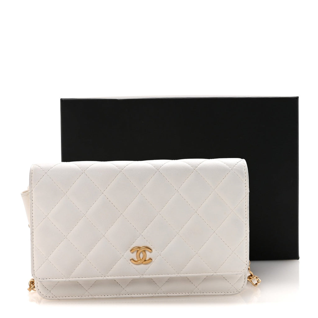 Chanel Lambskin Quilted Romance Wallet On Chain WOC White