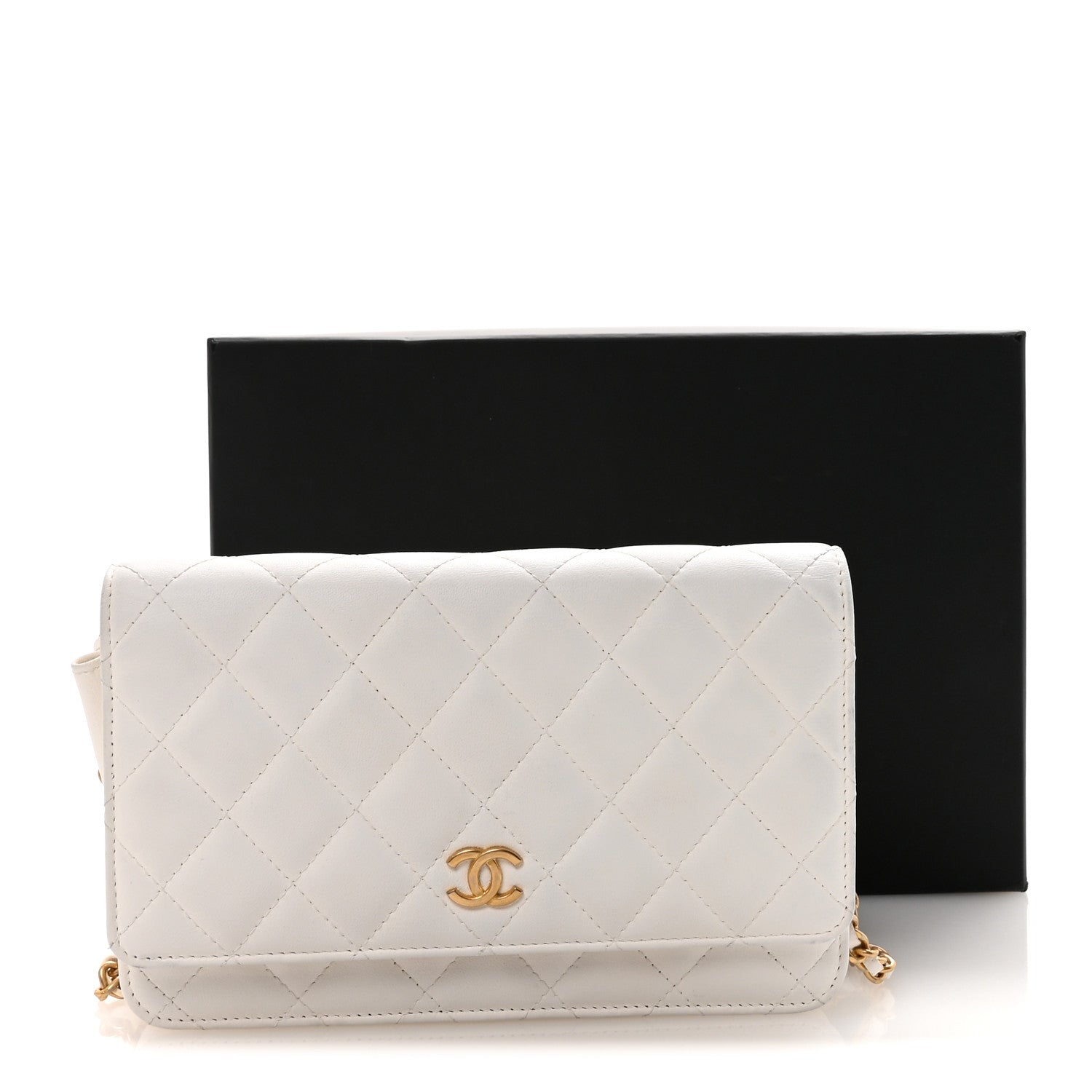 Chanel Lambskin Quilted Romance Wallet On Chain WOC White