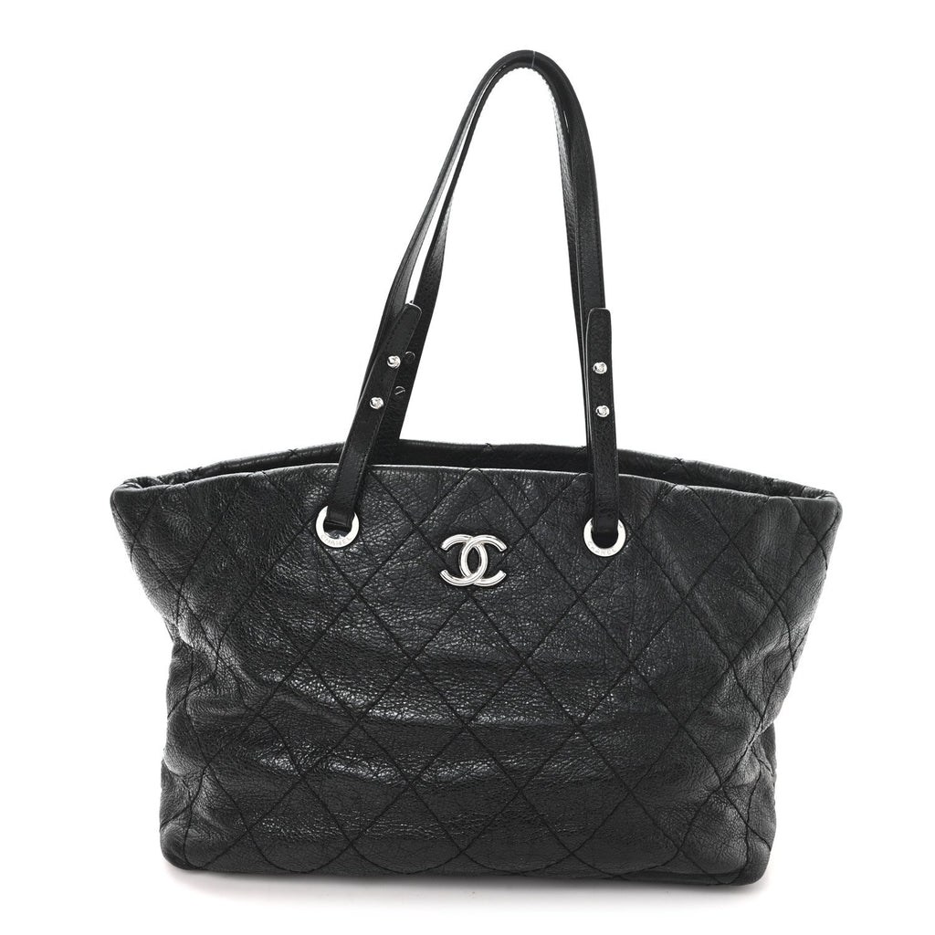 Chanel Glazed Calfskin Large On The Road Tote Black