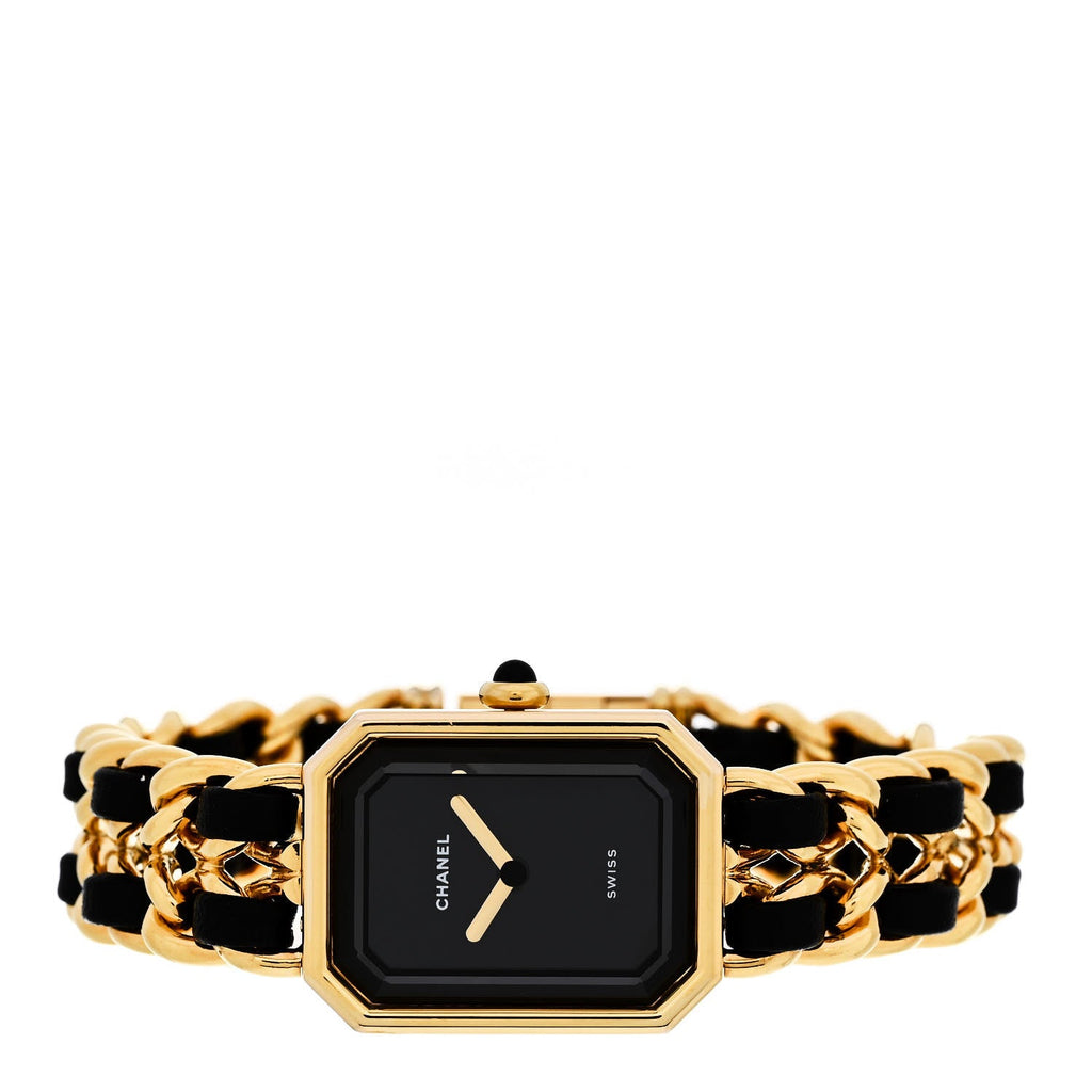 Chanel Stainless Steel Lambskin 20mm Chain Premiere Quartz Watch Gold M