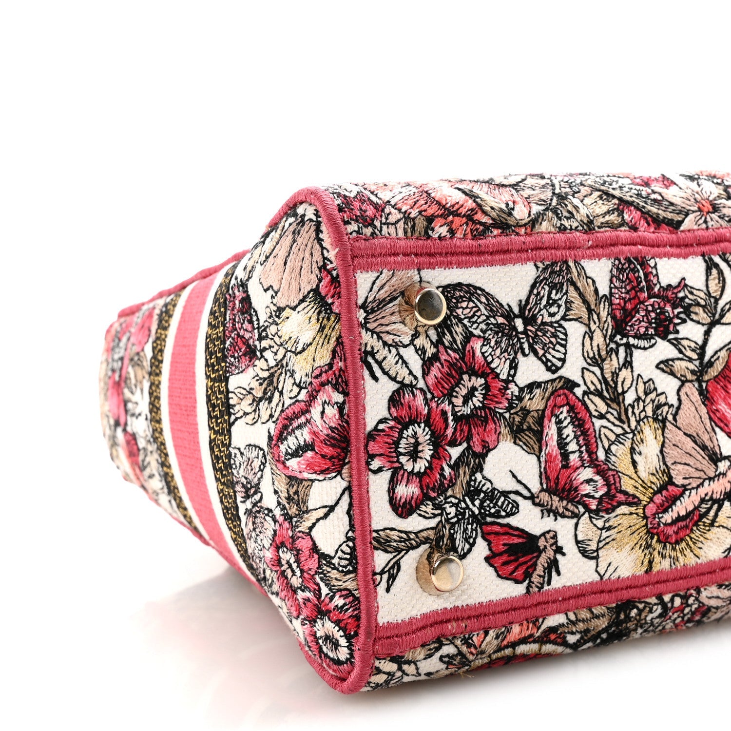 Christian Dior Canvas Embroidered Butterfly Print Medium Lady D-Lite  Multicolor